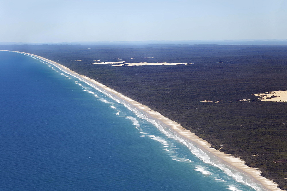 Aerial View, 75 Mile Beach Road, official Highway, UNESCO World Heritage Site, Fraser Island, Great Sandy National Park, Queensland, Australia, Oceania