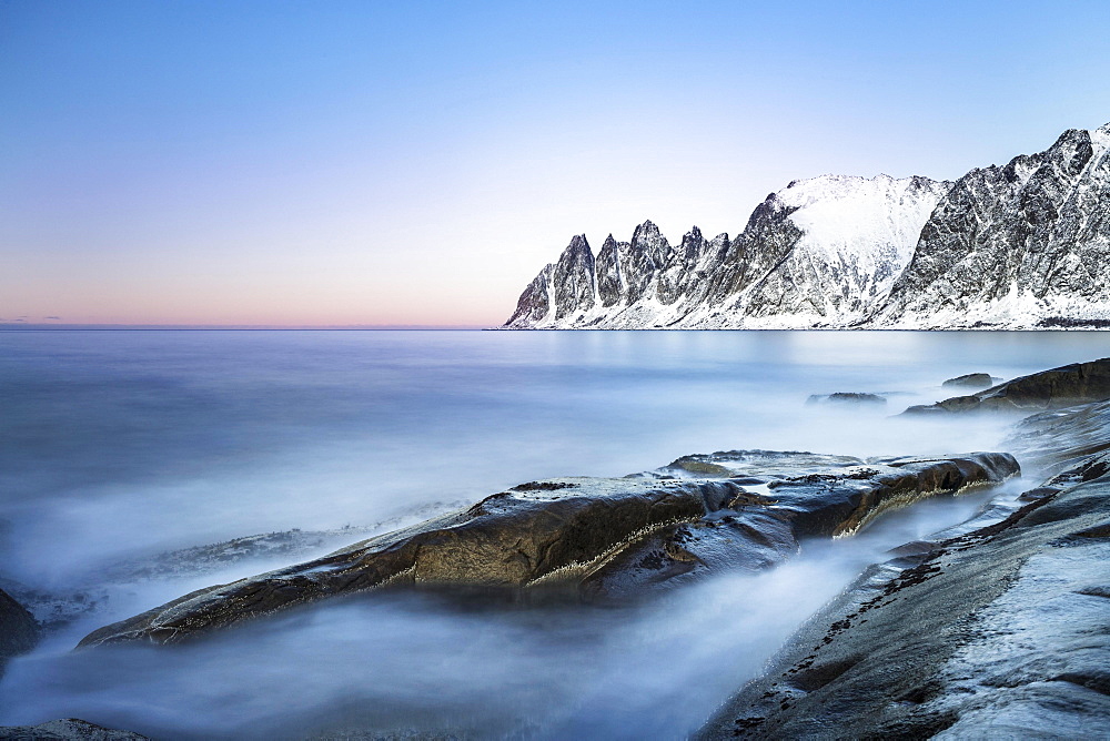 Mountain peaks at Tungeneset, Devil's Teeth, Okshornan Mountain Range, Senja Island, Troms, Norway, Europe