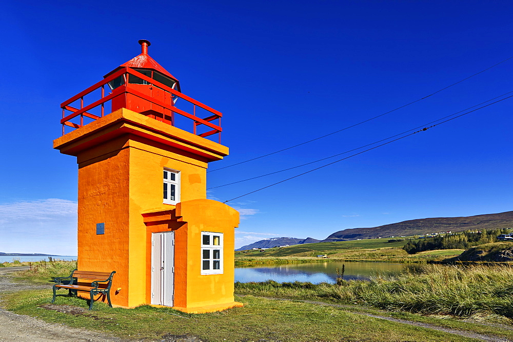 Lighthouse, Svalbarðseyri, Akureyri, Iceland, Europe