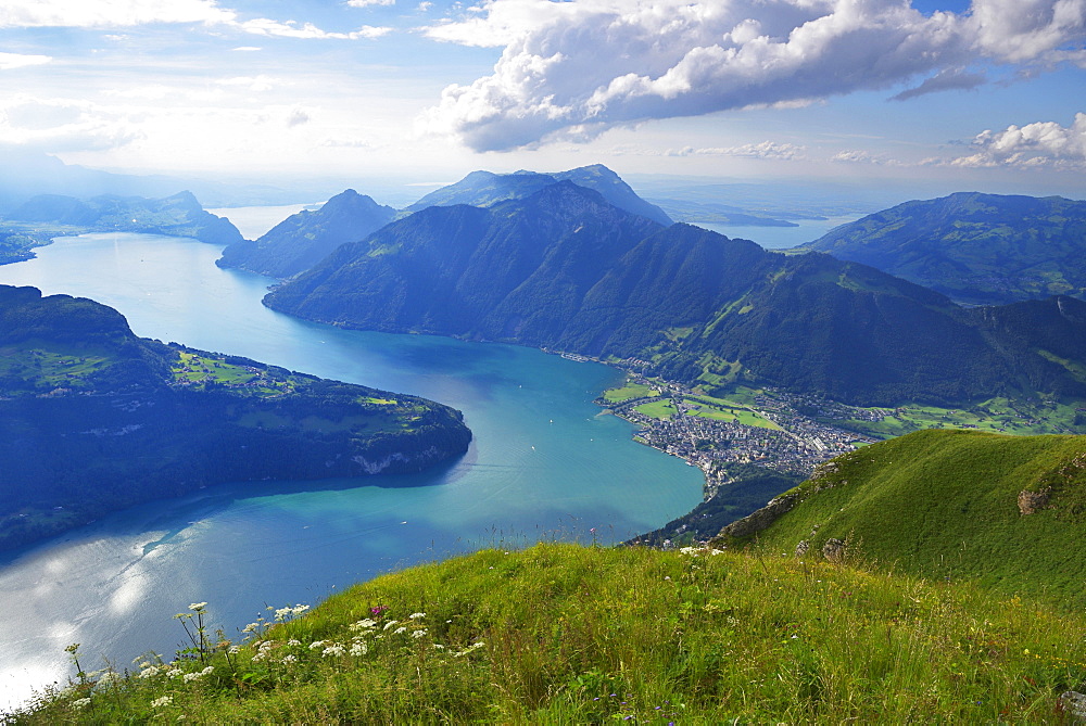 View from the Fronalpstock, Rigi and Lake Lucerne behind, Stoos, Canton of Schwyz, Switzerland, Europe