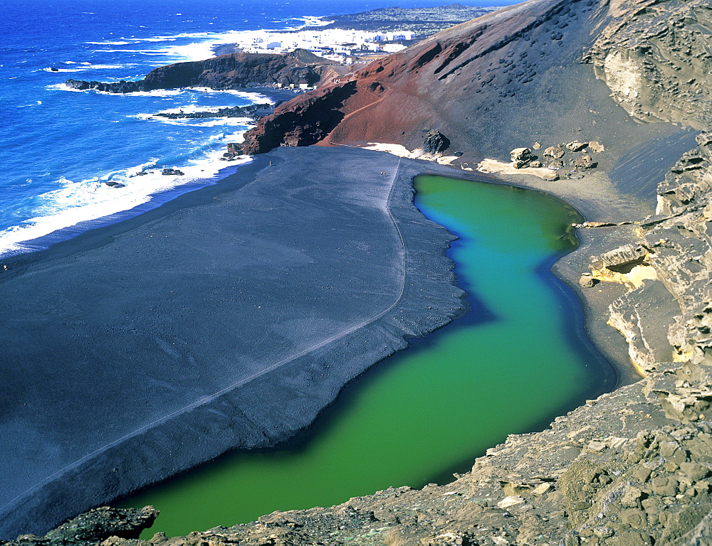 Volcanic beach, Timanfaya National park, Lanzarote, Canary Islands, Spain, Europe