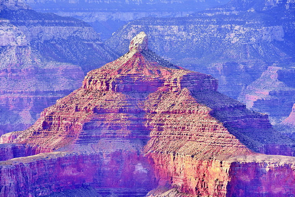 View of eroded rock formation Bright Angel, Colorado River Canyon, Grand Canyon National Park, South Rim, Arizona, USA, North America