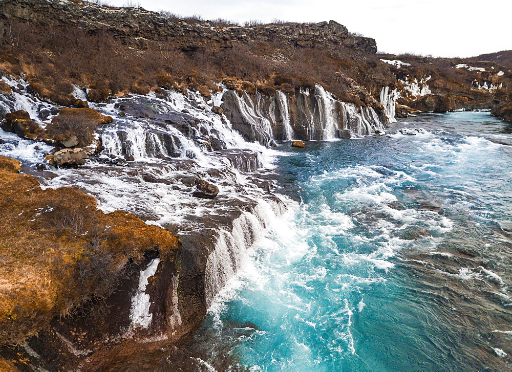 Waterfall, Hvita River, Hraunfossar Falls, Western Region, Iceland, Europe