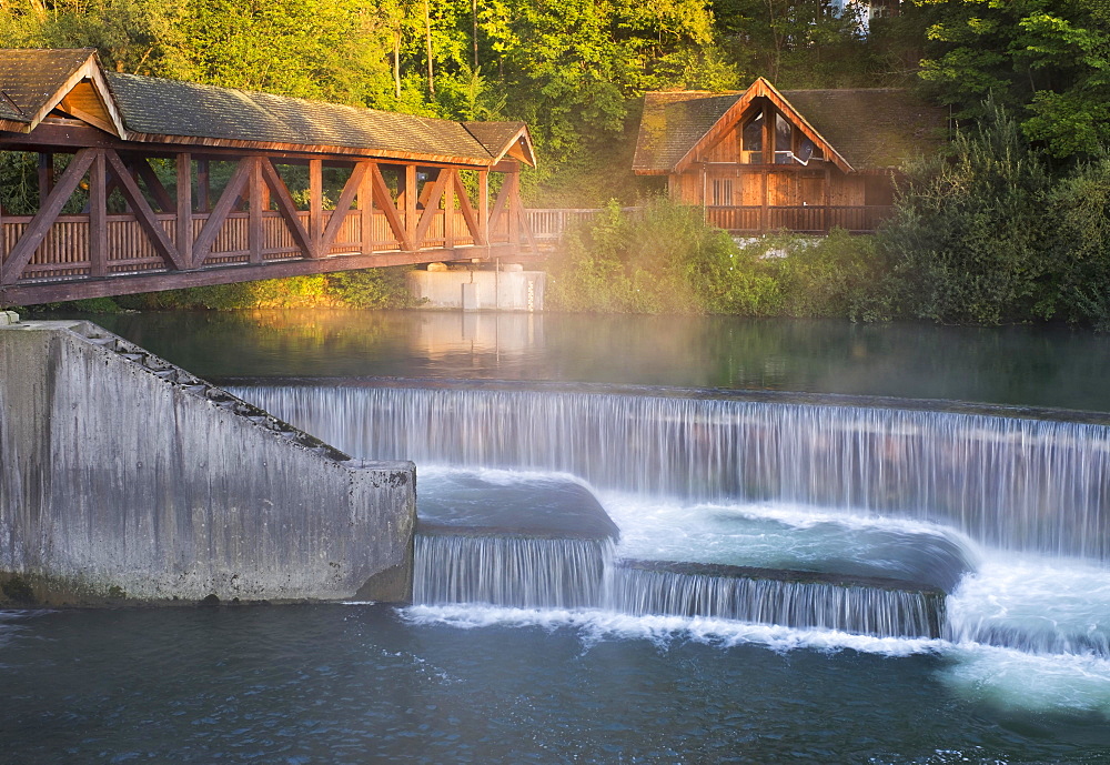 Kastenmühlwehr, mill, on the river Loisach, Wolfratshausen, Upper Bavaria, Bavaria, Germany, Europe