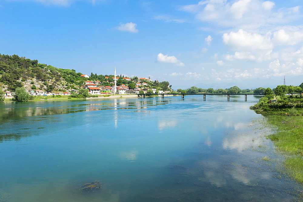 View over Shkodra city and Bojana river, Shkodra, Albania, Europe