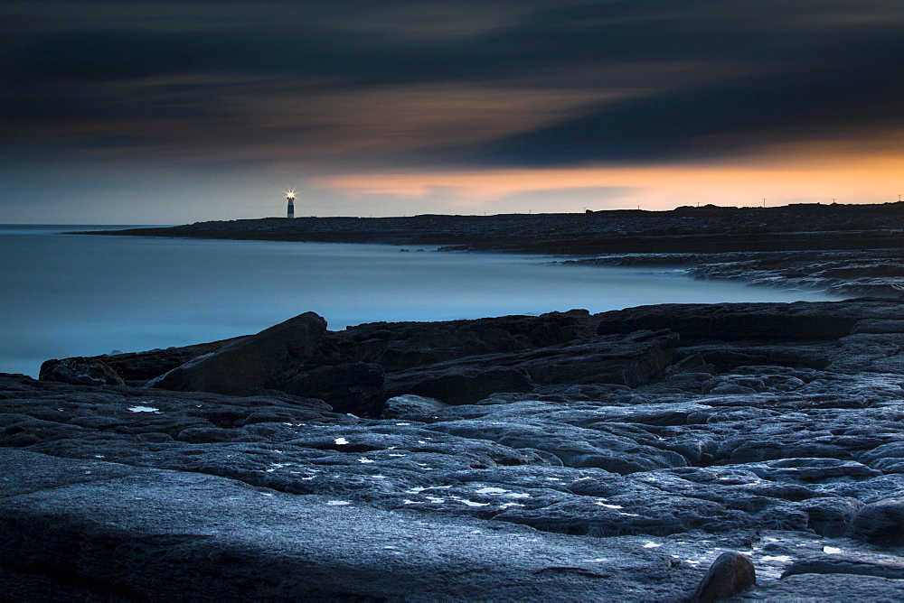 Lighthouse by the coast, Inis Oirr, Aran Islands, Ireland, Europe