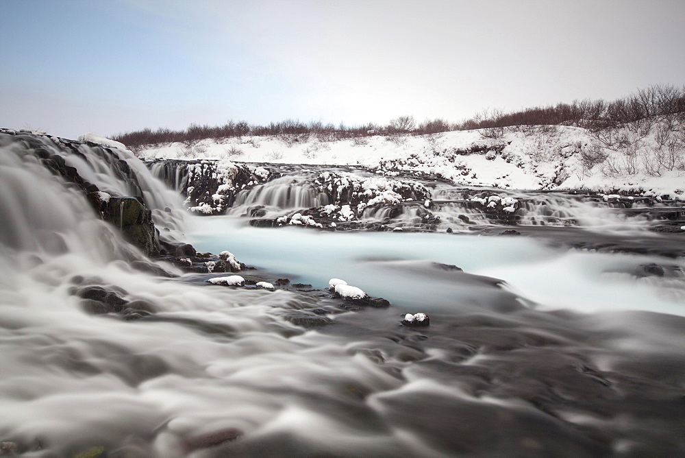 Waterfall Bruarfoss in winter, Selfoss, Southern Region, Iceland, Europe