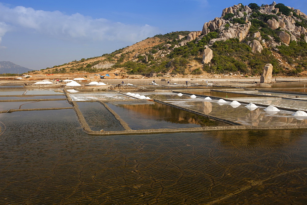 Salt fields for salt production, Ninh Thuan province, Vietnam, Asia