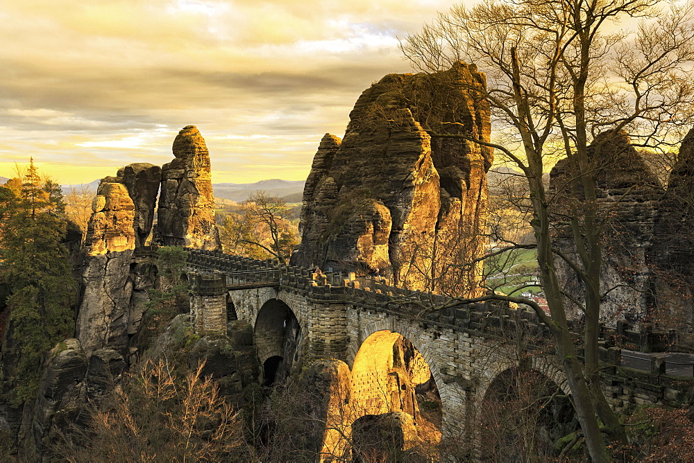 Bastei Bridge, Elbe Sandstone Mountains, Saxon Switzerland National Park, Saxony, Germany, Europe