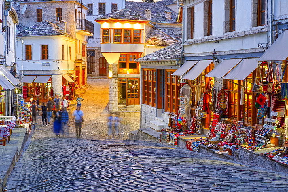 Bazaar district, Qafa e Pazarit, Old Town, Gjirokastra, Gjirokastër, Albania, Europe