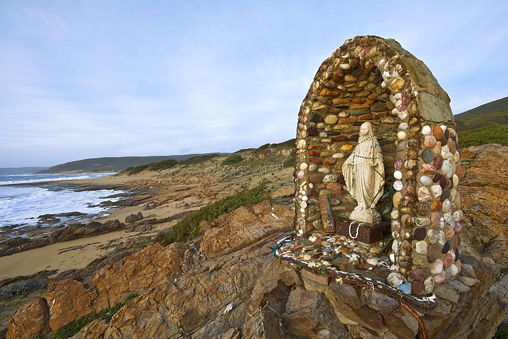 Memorial on the beach of Portu Maga, Costa Verde, Sardinia, Italy, Europe