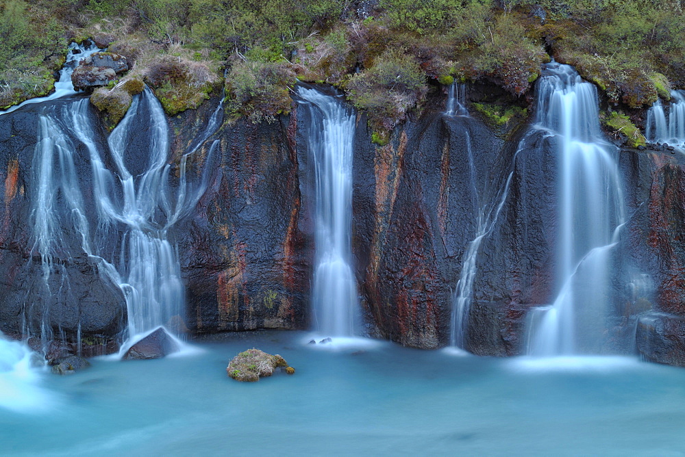 Hraunfossar Waterfall, River Hvita, Iceland, Europe