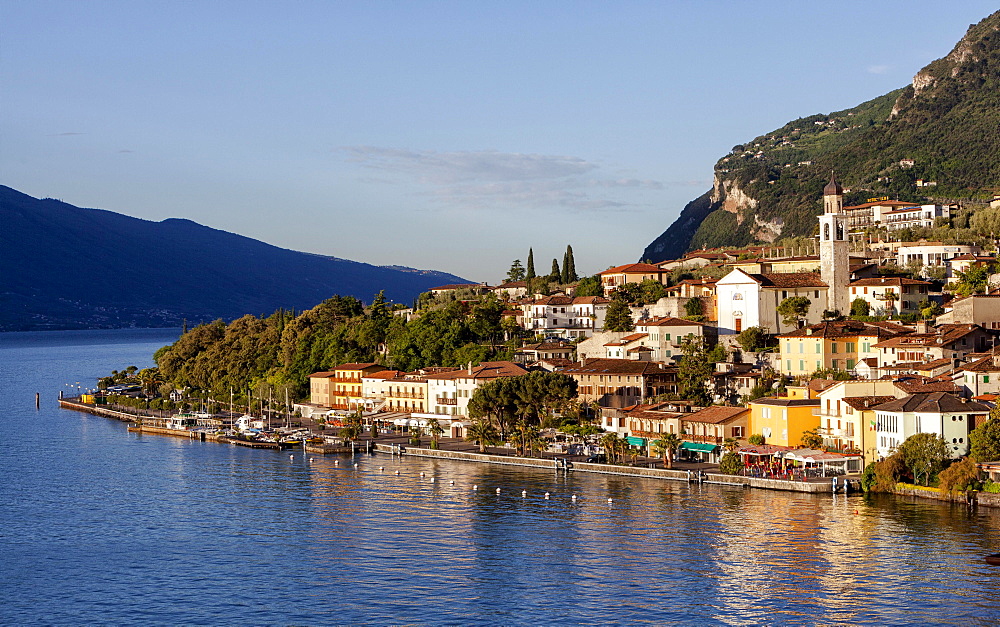 Lake Garda with the town of Limone sul Garda, Lombardy, Italy, Europe