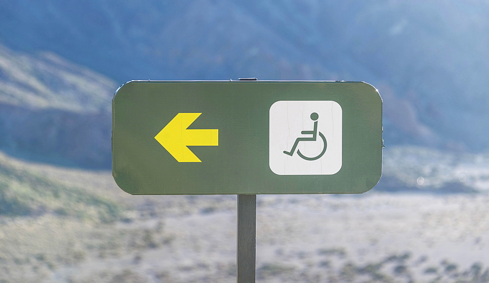 Sign, handicapped accessible path, Tenerife, Canary Islands, Spain, Europe