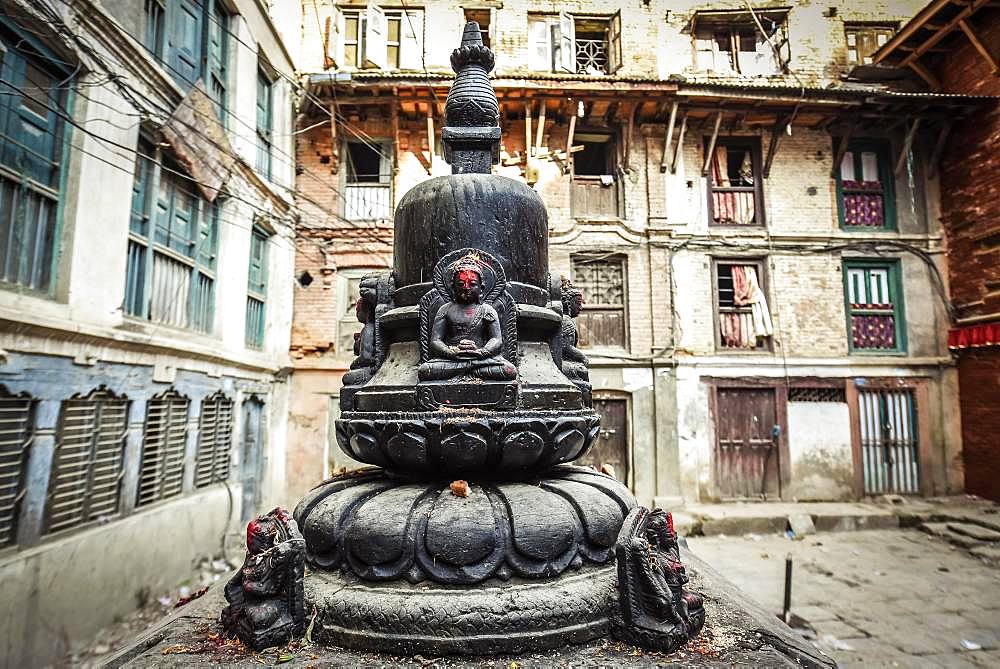 Buddha shrine in the inner courtyard, Kathmandu, Himalaya region, Nepal, Asia