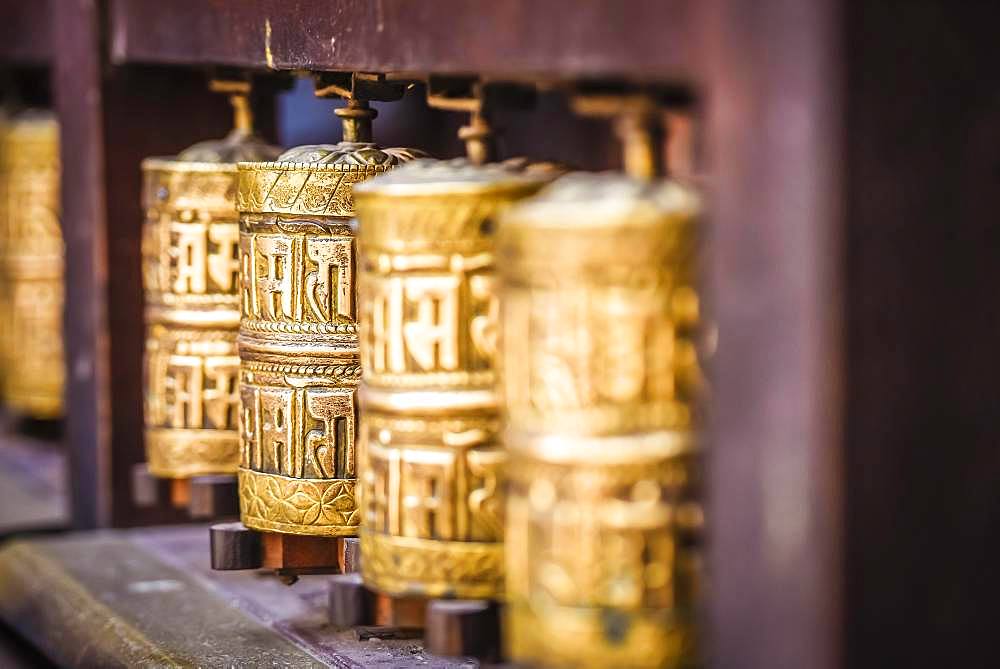 Buddhist Prayer Wheels, Golden Temple, Patan, Kathmandu Valley, Himalaya Region, Nepal, Asia