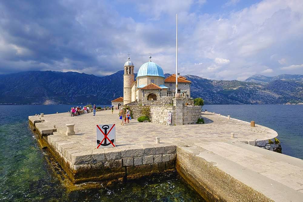 Pilgrimage church on the island of Maria of the Rock, Gospa od Skrpjela, Bay of Kotor, Province of Kotor, Montenegro, Europe