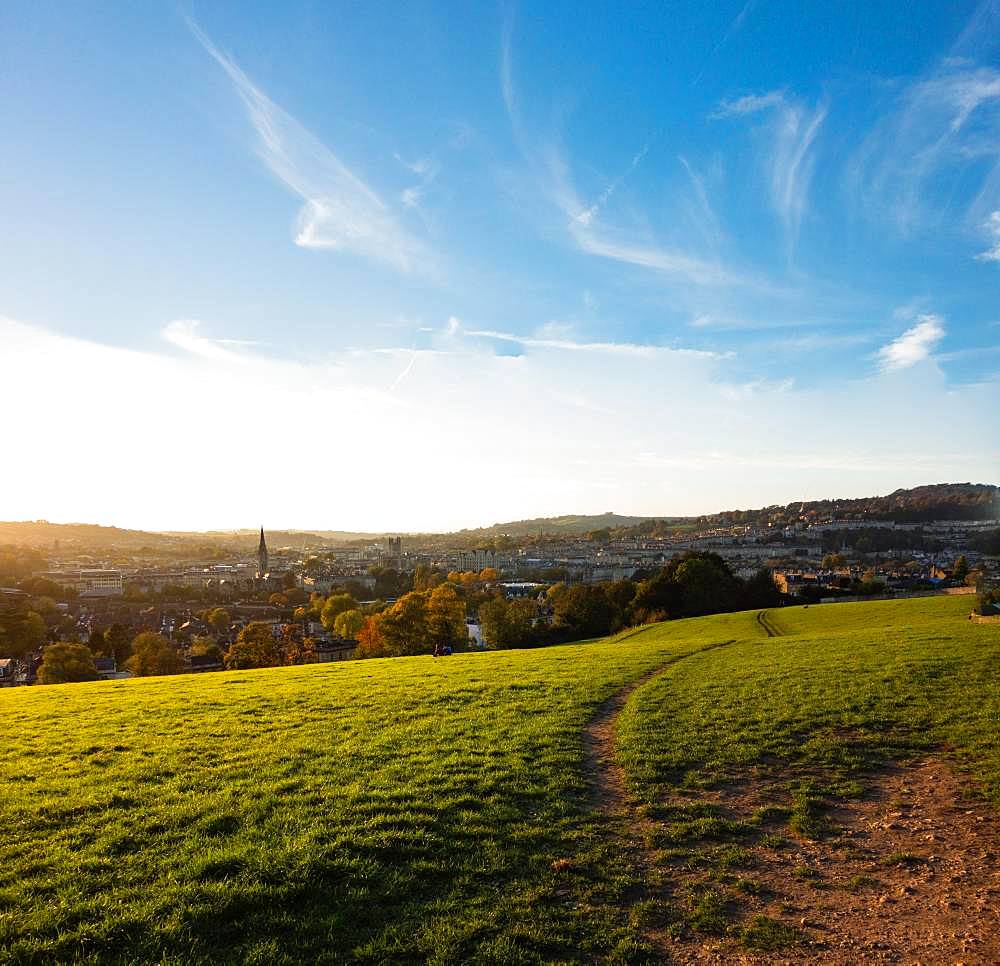 View of the city of Bath, Bath Skyline Walk, Bath, Somerset, England, Great Britain