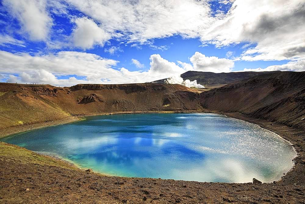 Volcanic lake, crater lake Viti at the central volcano Krafla, Myvatn, North Iceland, Iceland, Europe