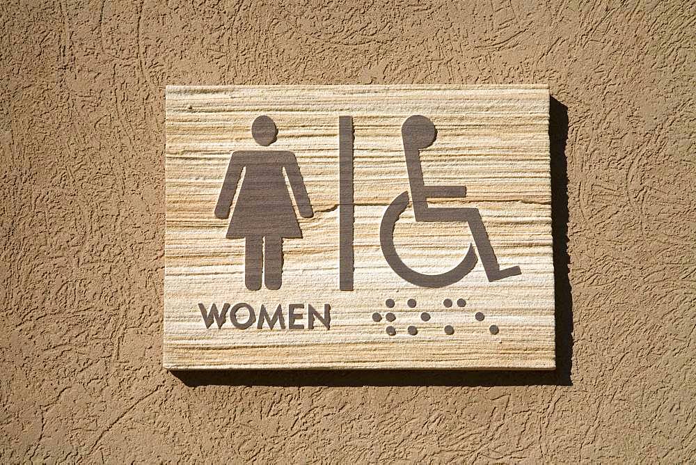 Shield WC Ladies and handicapped from sandstone, Canyonlands National Park, Utah, USA, North America