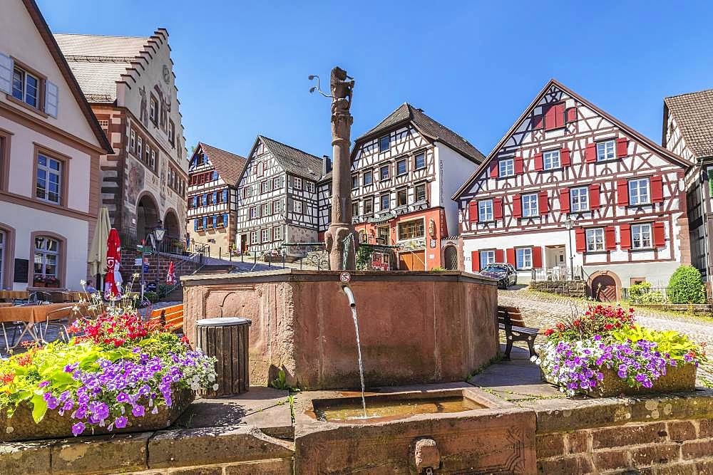 Marketplace of Schiltach, Black Forest, Kinzigtal, Baden-Wuerttemberg, Germany, Europe