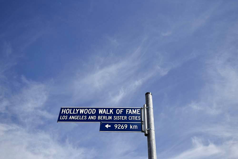 Street sign Hollywood Walk of Fame, Potsdamer Platz, Berlin, Germany, Europe