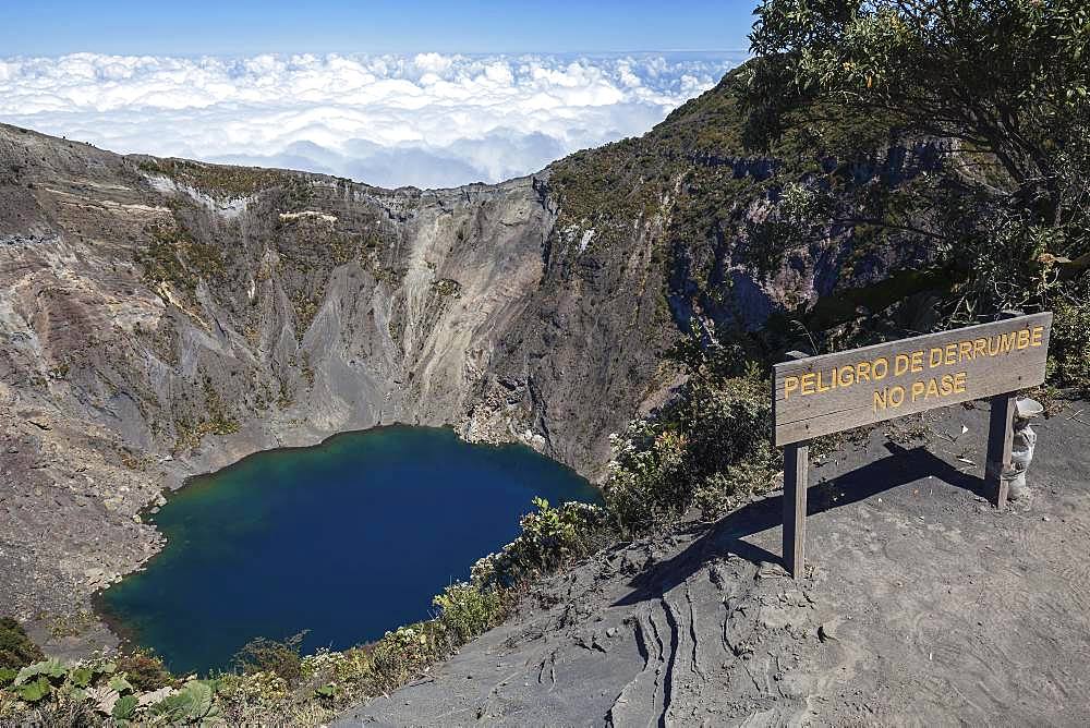 Main crater Irazu Volcano with blue crater lake, Irazu Volcano National Park, Parque Nacional Volcan Irazu, Cartago Province, Costa Rica, Central America