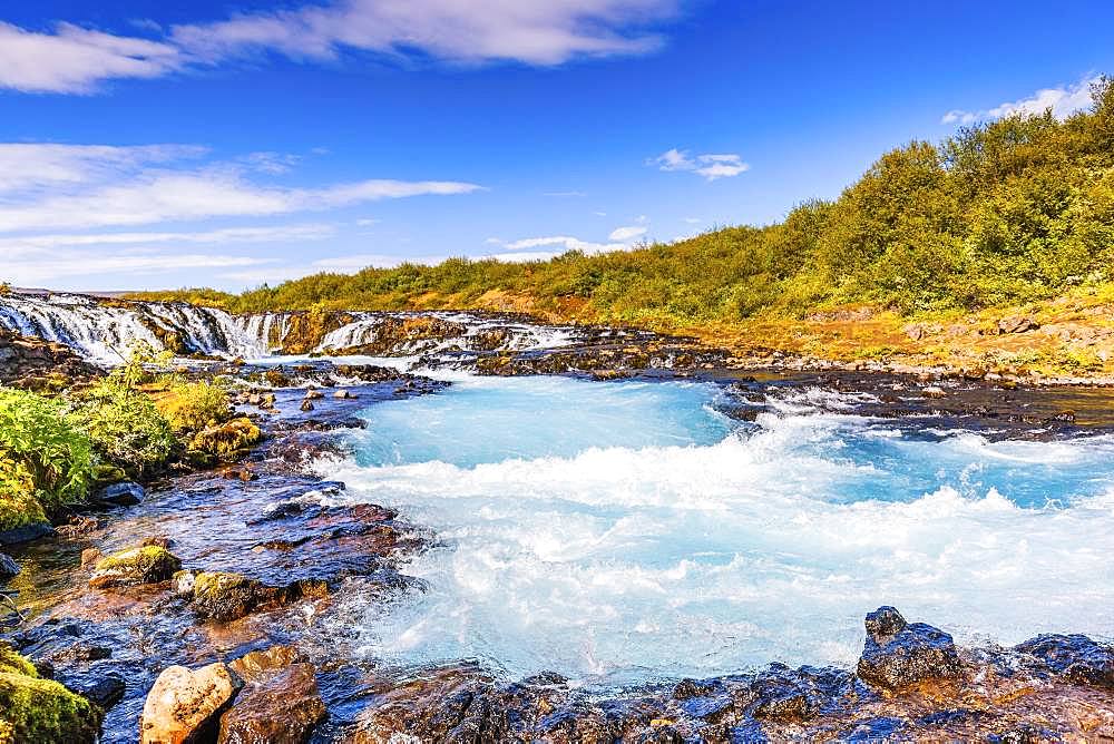 Bruarfoss Waterfall in summer, South Iceland, Iceland, Europe