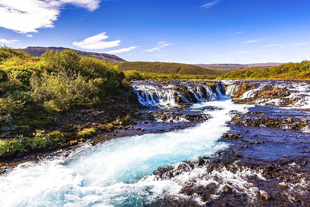 Bruarfoss Waterfall in summer, South Iceland, Iceland, Europe