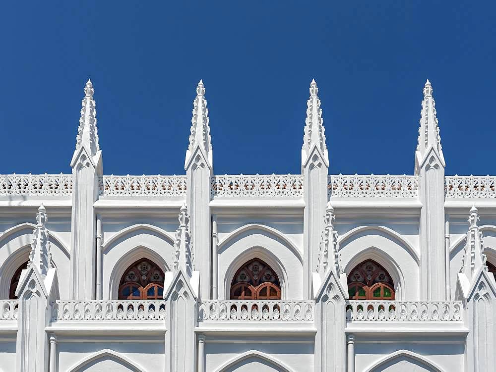 Architectural detail of St. Thomas Cathedral Basilica, San Thome Church, Chennai, India, Asia