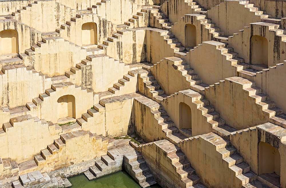 Staircases of Panna Meena ka Kund stepwell, Amber near Jaipur, Rajasthan, India, Asia