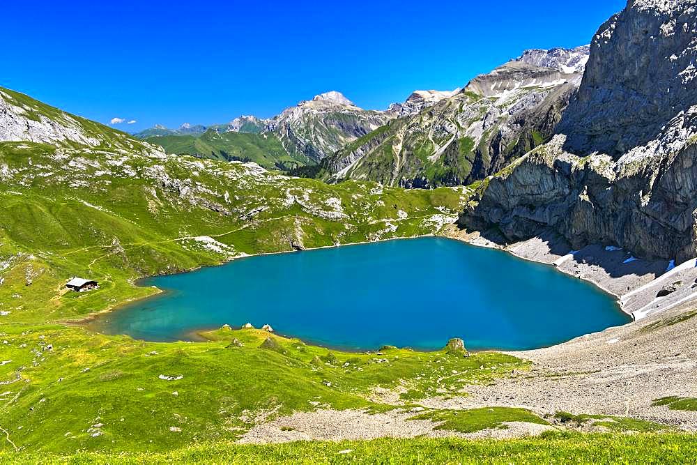 Mountain lake Iffigsee, Lenk in the Simmental, Switzerland, Europe