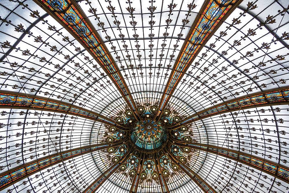 Dome, Art Nouveau, Galeries Lafayette department store, Paris, Ile-de-France, France, Europe