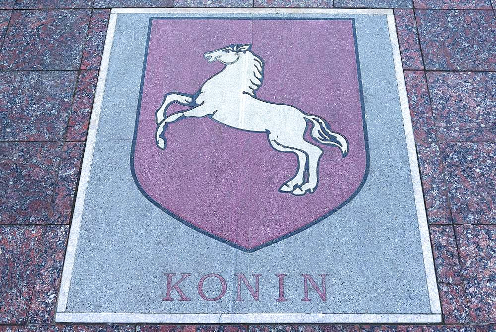 Floor slab of Konin, Poland, on the central square in Czernowicz, Ukraine, Europe