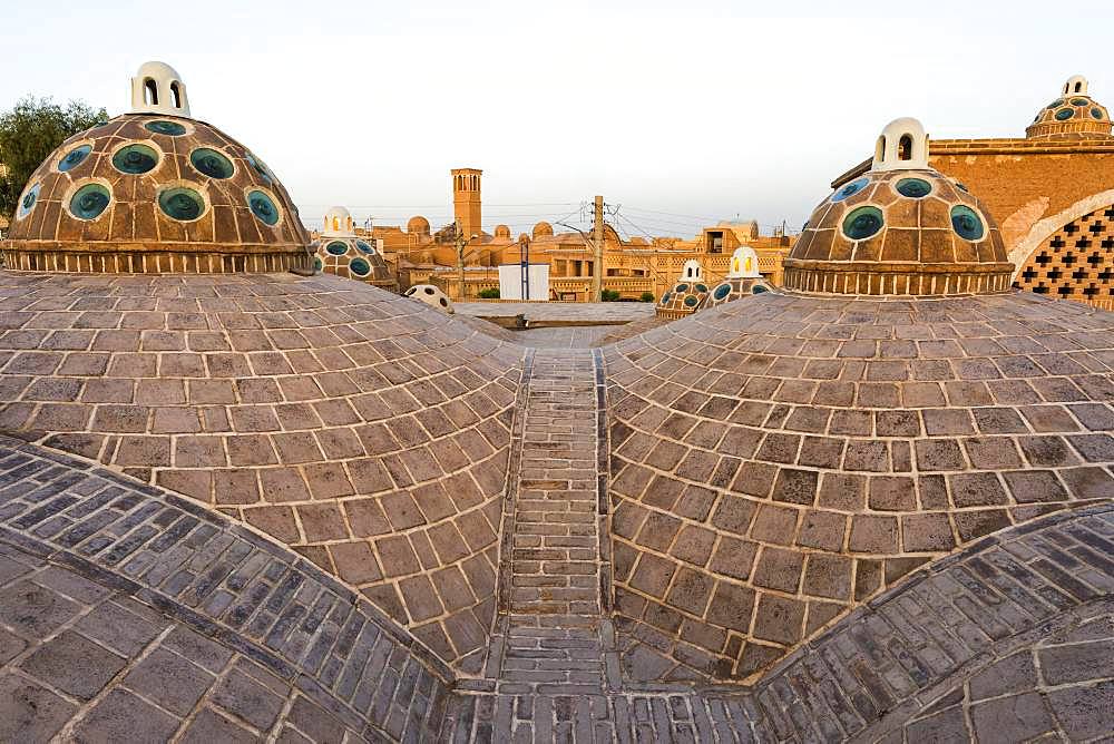 Sultan Amir Ahmad Bathhouse, Roof domes, Kashan, Isfahan Province, Iran, Asia