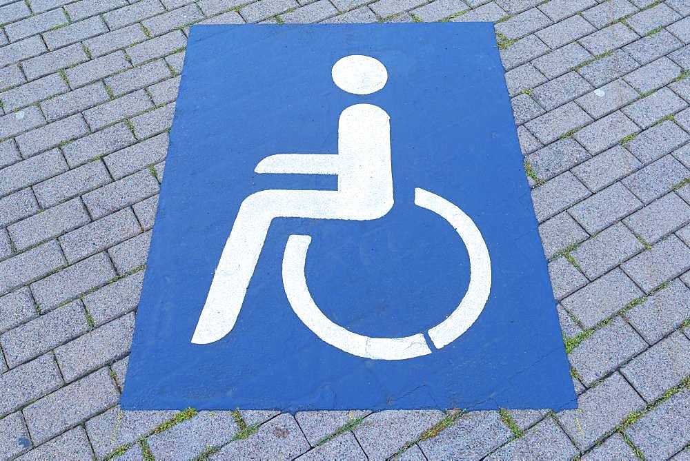 Pictogram, disabled parking, Thuringia, Germany, Europe