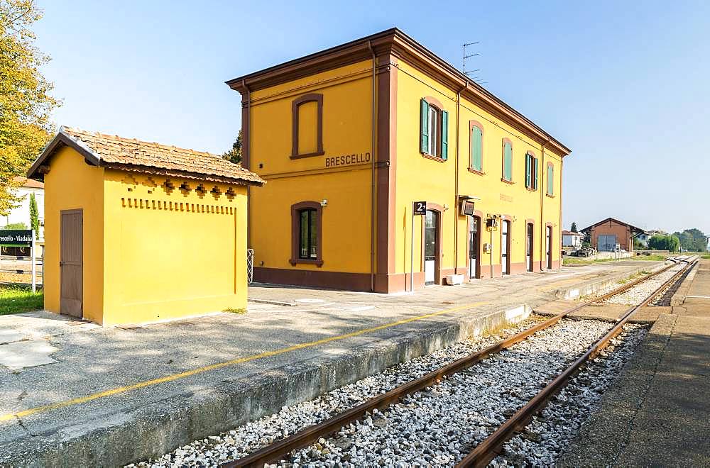 Station of Brescello, location of the films of Don Camillo and Peppone, Brescello, Province of Reggio Emilia, Emilia-Romagna, Italy, Europe