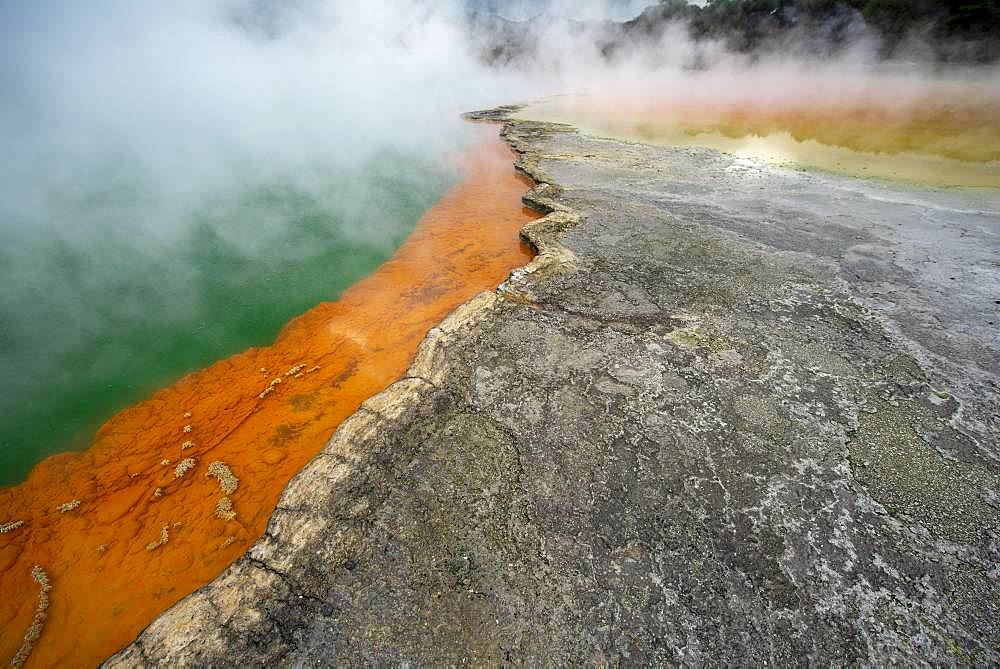 Champagne Pool, hot spring, Waiotapu Geothermal Wonderland, Rotorua, North Island, New Zealand, Oceania