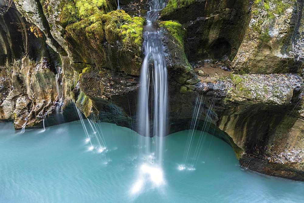 Waterfall in Soca Canyon, Soca valley, Triglav National Park, Slovenia, Europe