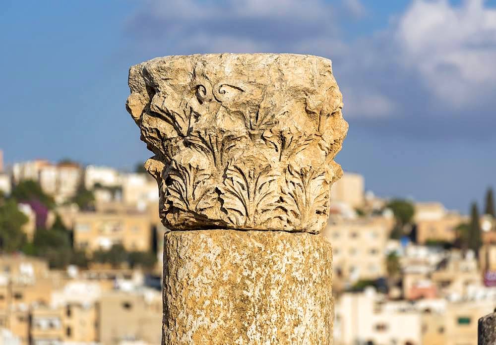 Corinthian column capital, Jerash, Jordan, Asia