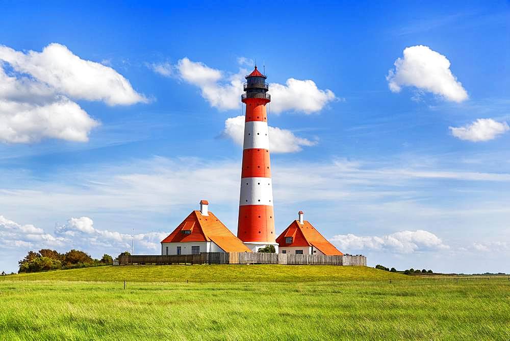 Westerheversand lighthouse, Westerhever, Eiderstedt, North Frisia, Schleswig-Holstein, Germany, Europe