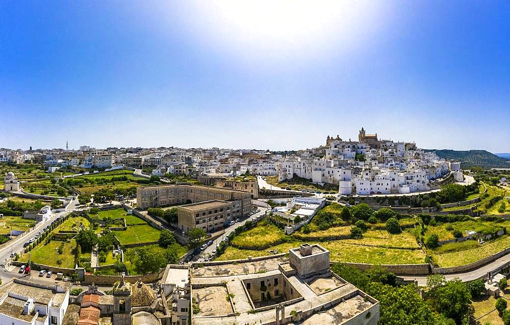 Aerial view, mountain village Ostuni, region Brindisi, Apulia, Italy, Europe