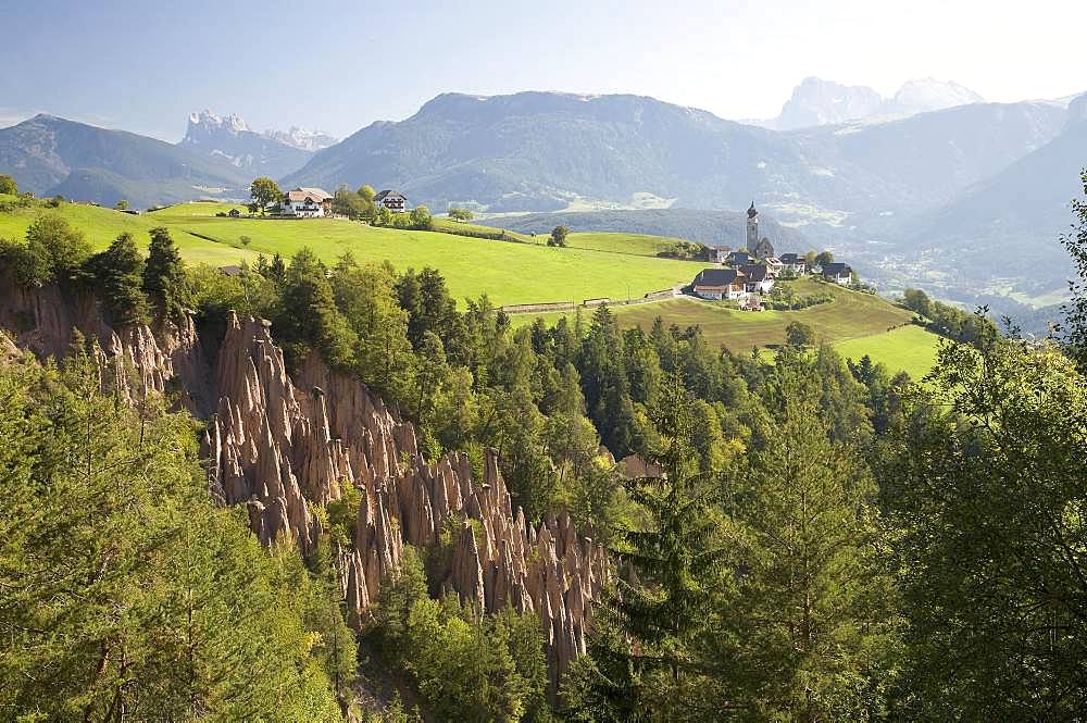 Earth pyramids on the Ritten, Dolomites, South Tyrol, Italy, Europe