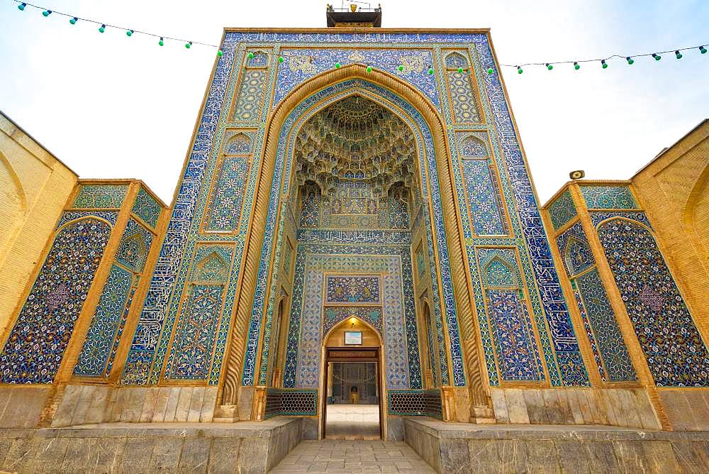 Mozaffari Jame Mosque or Friday Mosque, Facade decorated with floral patterns, Kerman, Kerman Province, Iran, Asia