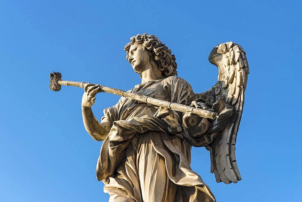 Statue of angel with the sponge, Ponte Sant'Angelo bridge, Rome, Italy, Europe