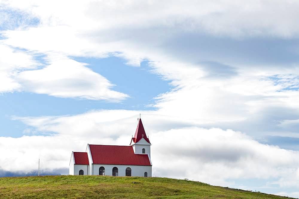 Stone church Ingjaldsholskirkja, Ingjaldshols, Hellissandur, Snaefellsnes Peninsula, Snaefellsnes, Vesturland, Iceland, Europe