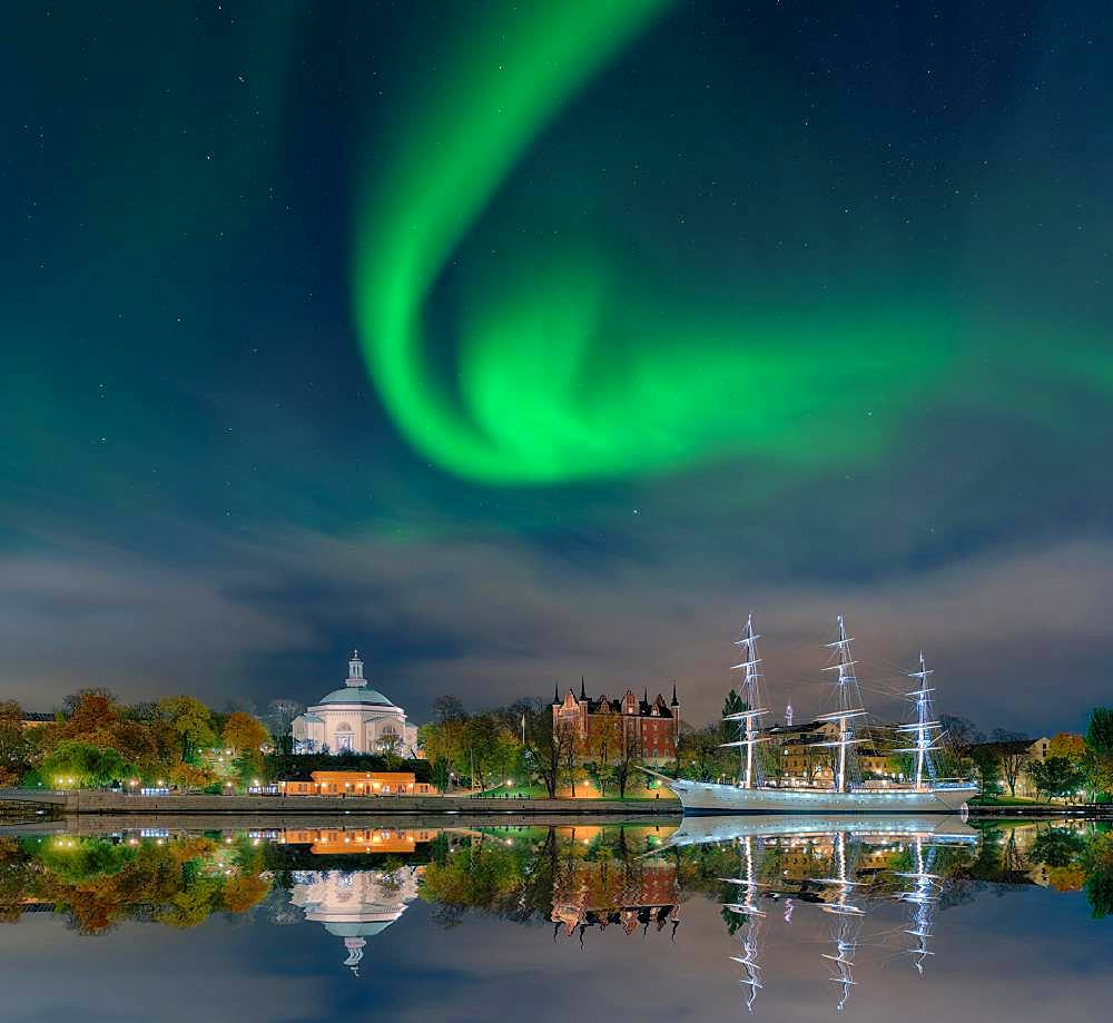 Wasa Museum ship, northern lights, Stockholm, Sweden, Europe