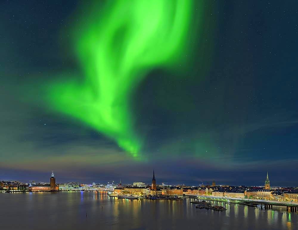 Northern lights over Stockholm, Sweden, Europe