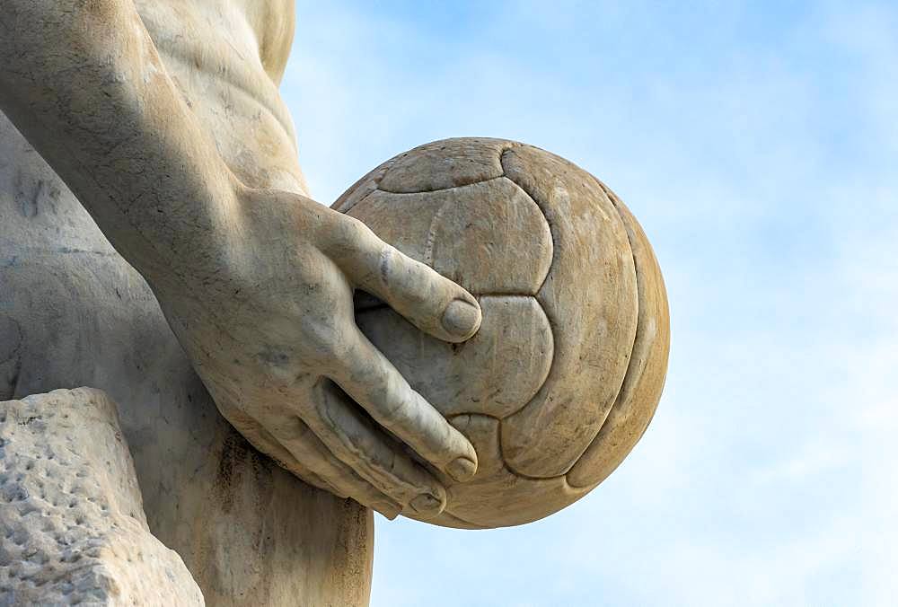 Athlete statue with a ball at Stadio dei Marmi, Foro Italico, Rome, Italy, Europe