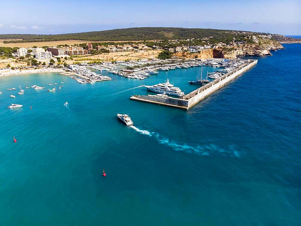 Aerial view, El Toro, luxury marina Port Adriano, Majorca, Balearic Islands, Spain, Europe